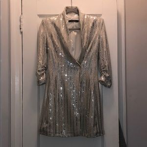 Zara silver blazer dress size small